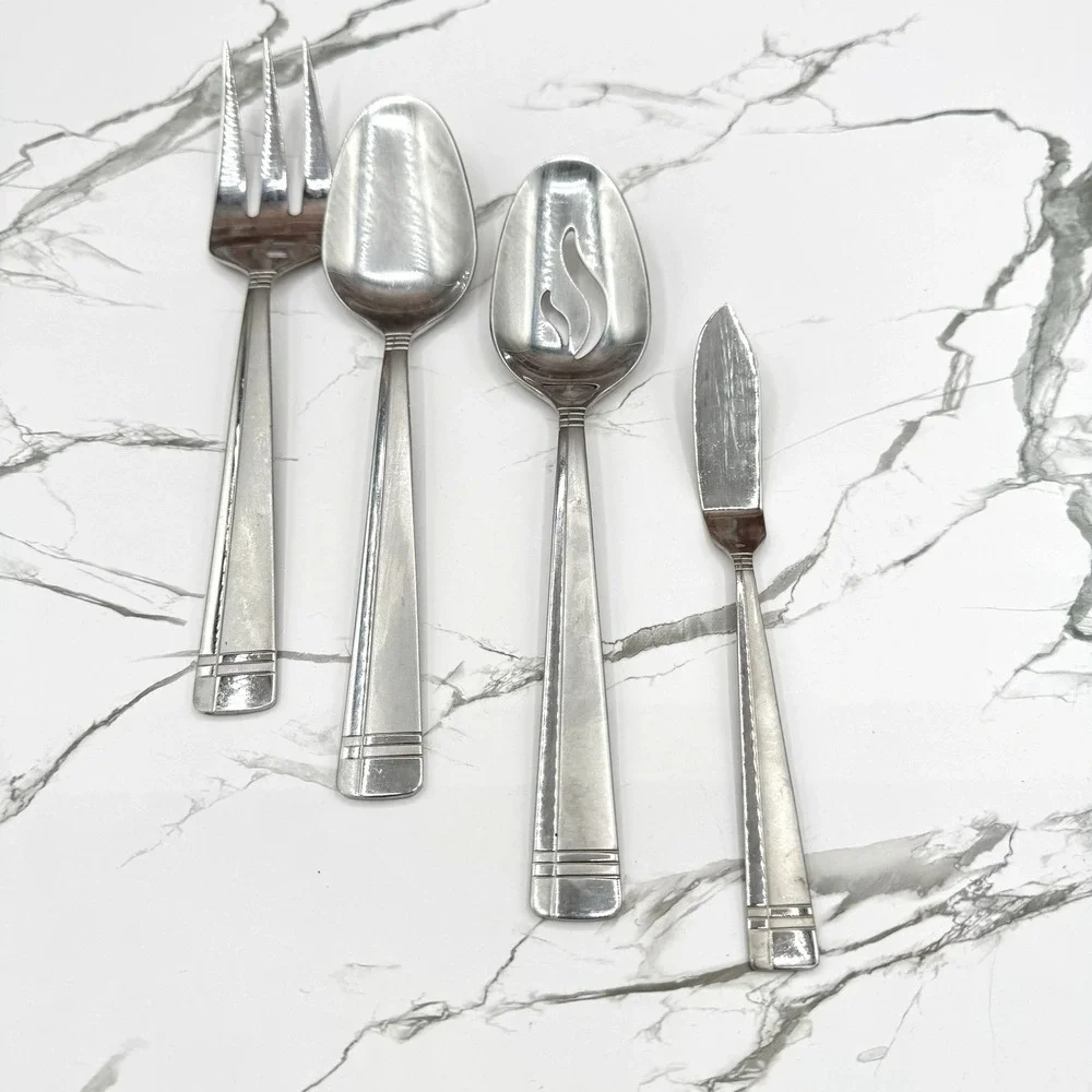Oneida Amsterdam Stainless Steel Flatware Serving Set 18/ 10  Satin Gloss